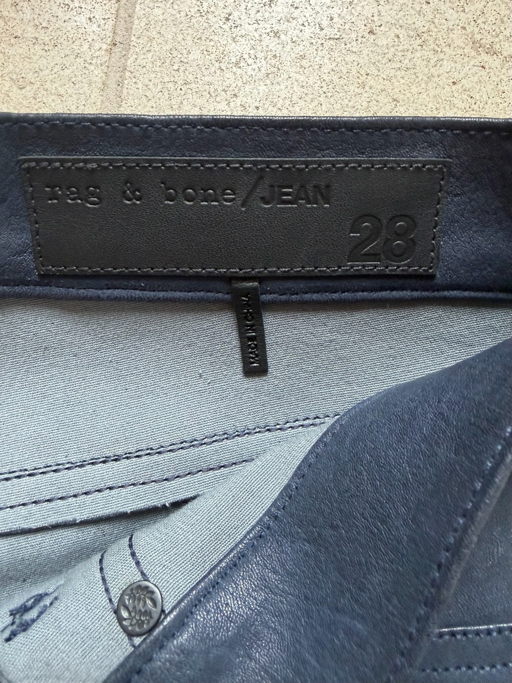Rag & Bone Skinny Leather Pants - Blue - Picture 4 of 7